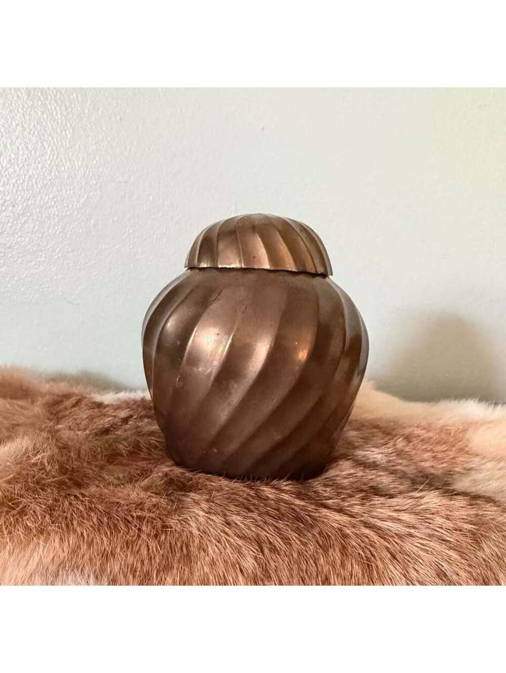 Vintage Brass jar lidded container spirals